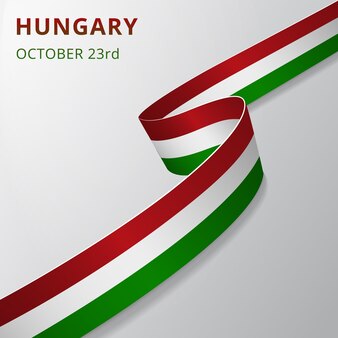 Флаг венгрии. 23 октября. реалистичная волнистая лента в цветах венгерского флага. день независимости. национальный символ. векторная иллюстрация. eps10.