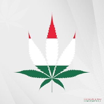 Флаг венгрии в форме листа марихуаны. концепция легализации конопли в венгрии.