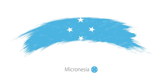 Флаг микронезии в округлом мазке кистью гранжа. векторная иллюстрация.