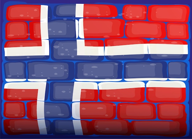 れんが造りの壁に描かれたノルウェーの旗