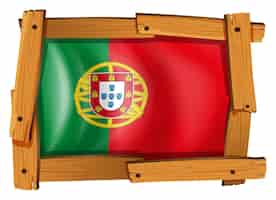 Бесплатное векторное изображение Флаг португалии на деревянной раме
