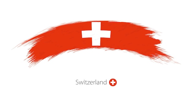 Флаг швейцарии в округлом мазке кистью гранжа. векторная иллюстрация.