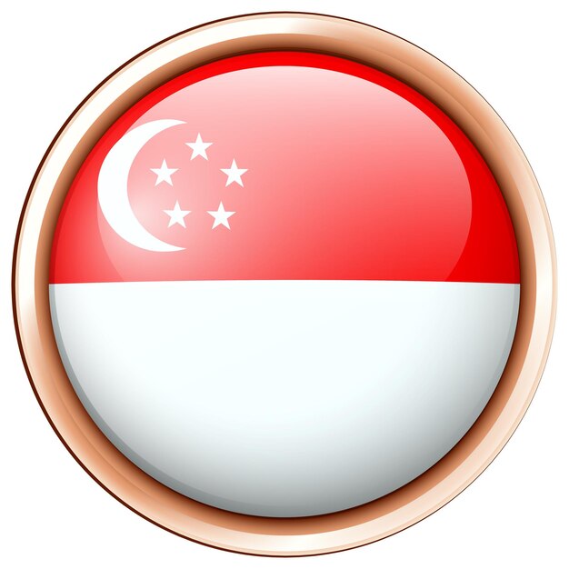 Flag of Singapore on round badge