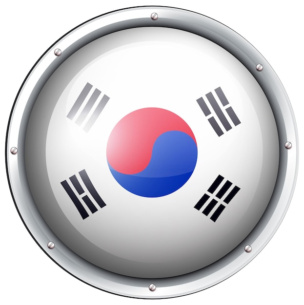 丸いフレームの韓国の旗