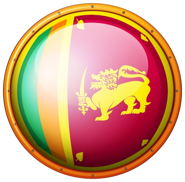 Flag of Srilanka in round frame