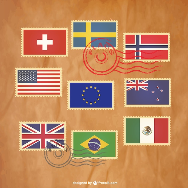 Free vector flag stamps set