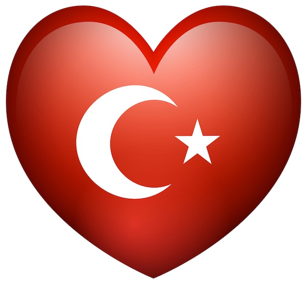 Free vector flag of turkey in heart shape