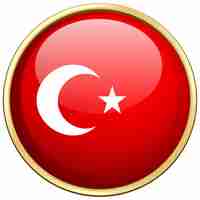 Free vector flag of turkey on round badge