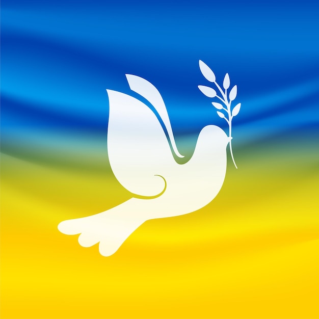 Free vector flag of ukraine with dove peace bird