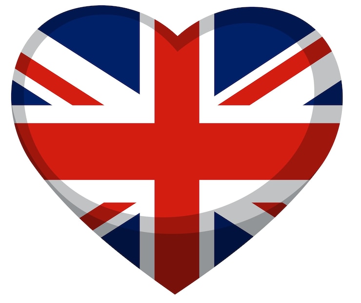 Free Vector flag of united kingdom heart