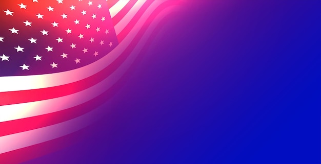 Флаг соединенных штатов америки на синем фоне с эффектом свечения