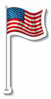 Free vector flag of united states of america with pole isolated