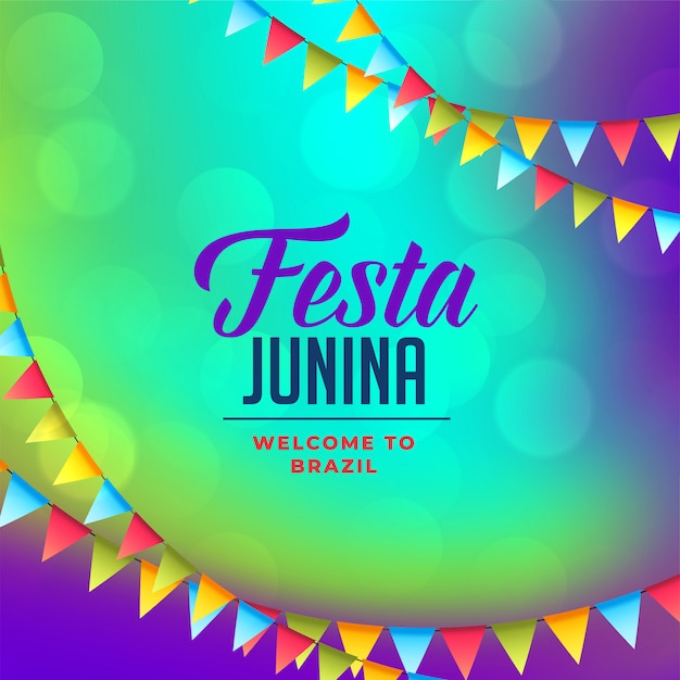 Free vector flags decoration for festa junina background