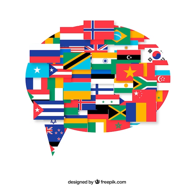 Free vector flags of different countries in speech bubble shape