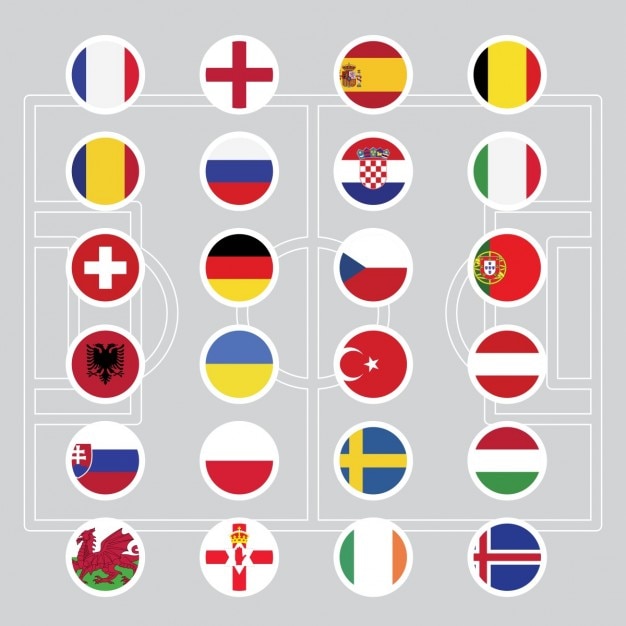 Free vector flags of euro 2016 football