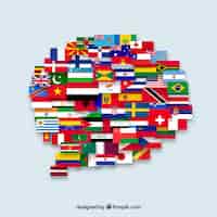 Бесплатное векторное изображение Флаги разных стран в форме пузыря речи