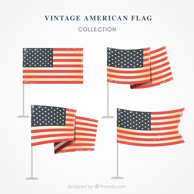 Flags of united states in retro style