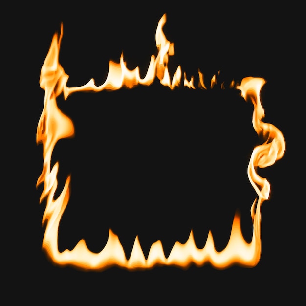 Бесплатное векторное изображение Рамка пламени, квадратная форма, реалистичный вектор горящего огня