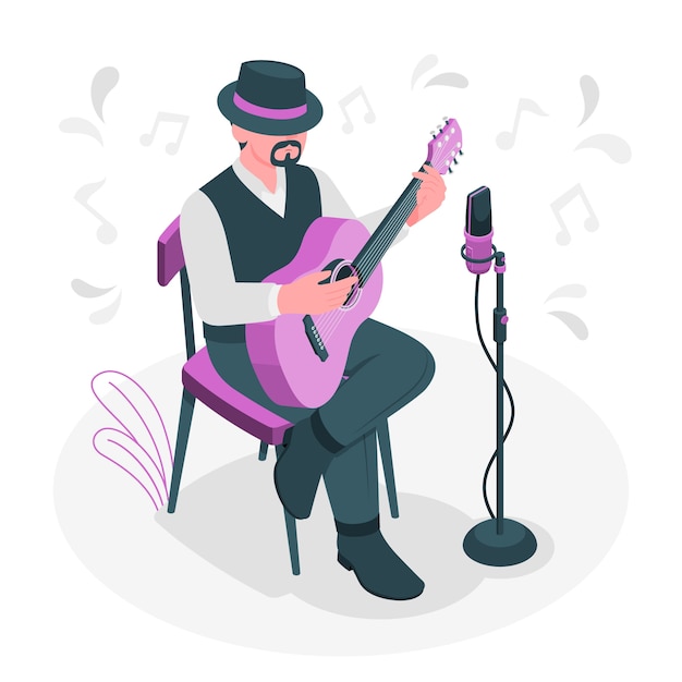 Free vector flamenco guitar player concept illustration