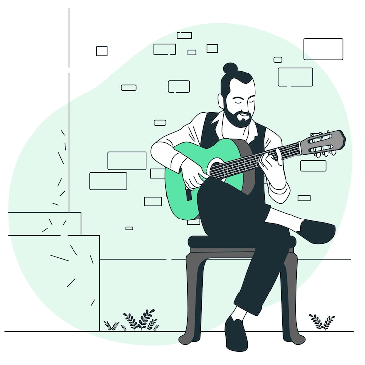 Free Vector flamenco guitar player concept illustration