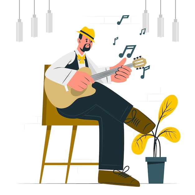 Vettore gratuito illustrazione di concetto del giocatore di chitarra di flamenco