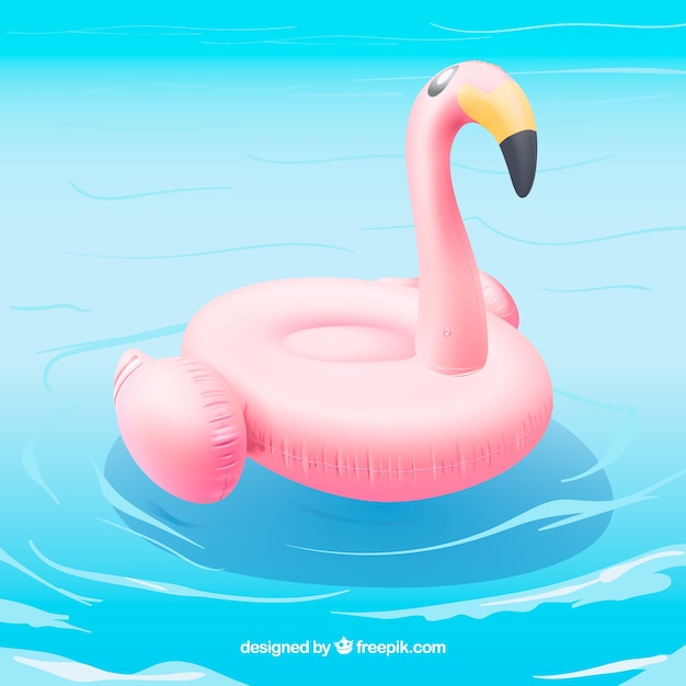 Vettore gratuito flamingo galleggia in una piscina