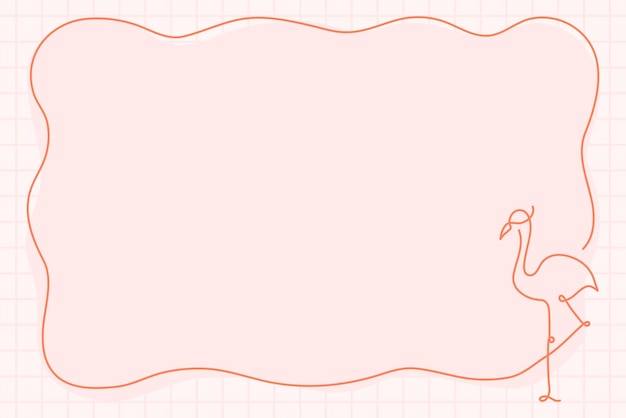 フラミンゴフレーム、ピンクの背景線画デザインベクトル