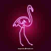 Vettore gratuito flamingo neon con luce rosa