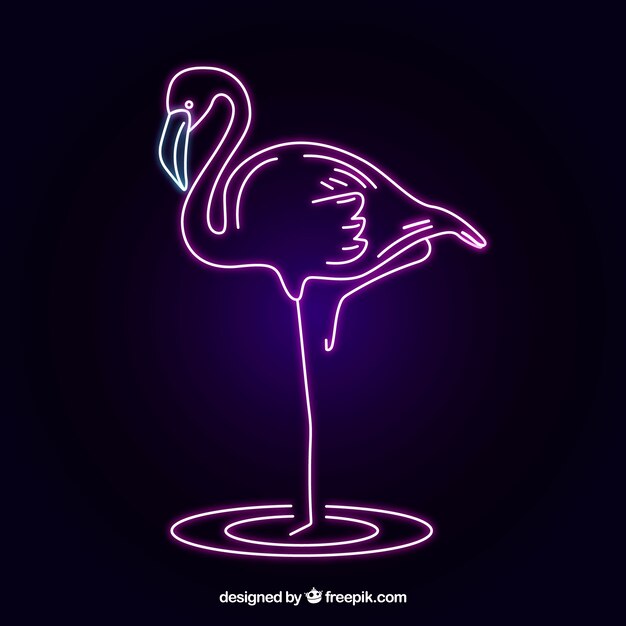 Flamingo neon with pink light