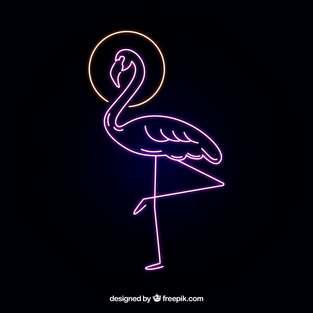 Flamingo neon with pink light