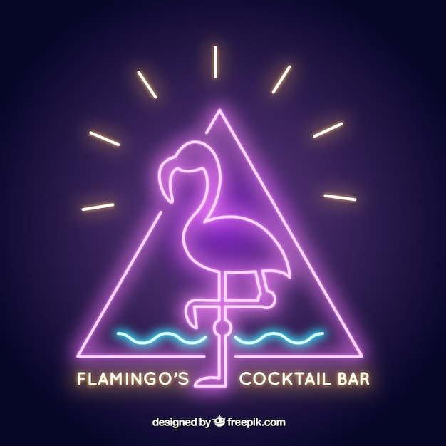 Free vector flamingo neon with pink light