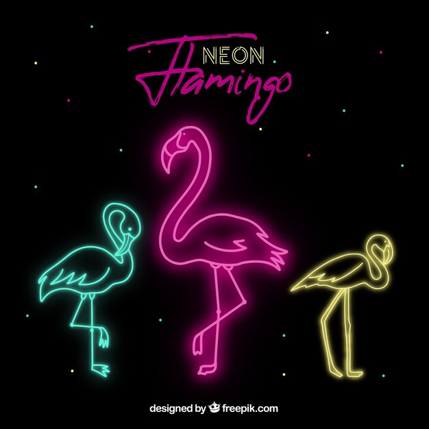 Flamingo shape with neon light