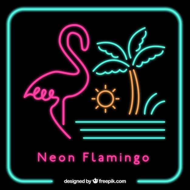 Flamingo shape with neon light