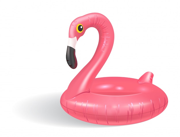 Flamingo swim tube. Toy, swimming pool, summer. Sea concept.