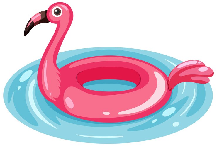 Free Vector flamingo swimming ring in the water isolated