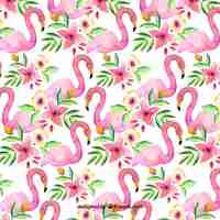 Free vector flamingos pattern in watercolor style