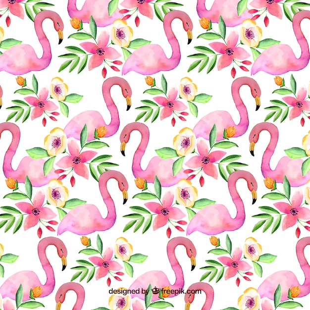 Фламинго в стиле акварели