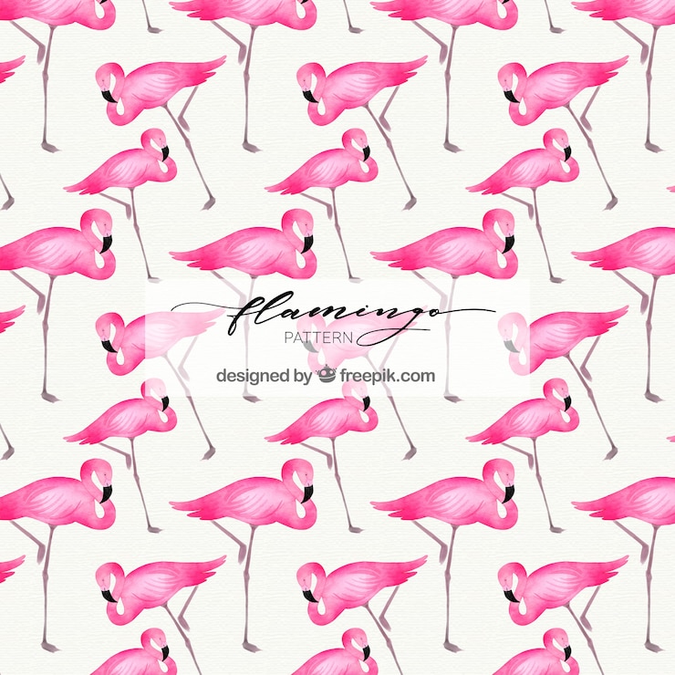 Free Vector flamingos pattern in watercolor style
