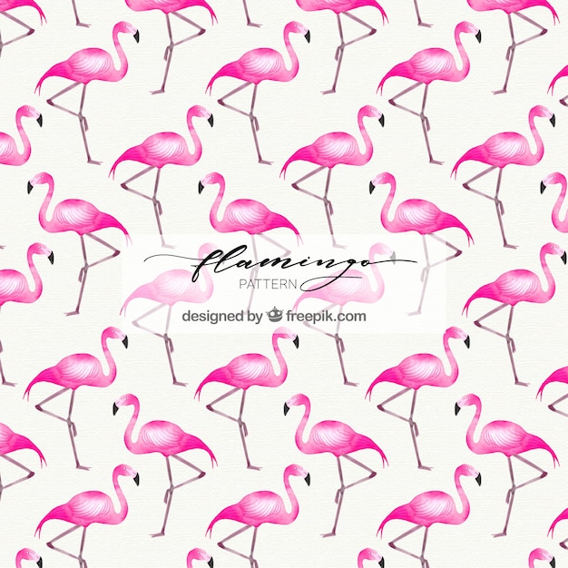 Free vector flamingos pattern in watercolor style