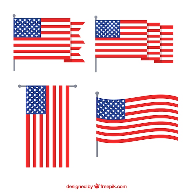 Плоский дизайн коллекции американского флага