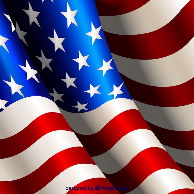 Flapped american flag realistic background