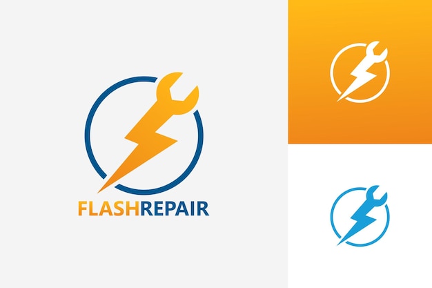 Вектор дизайна шаблона логотипа flash repair, эмблема, концепция дизайна, креативный символ, значок
