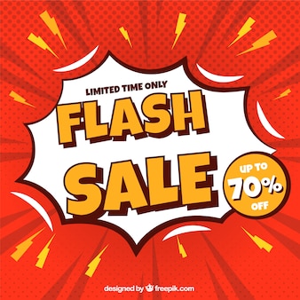 Flash sale background in comic style Free Vector