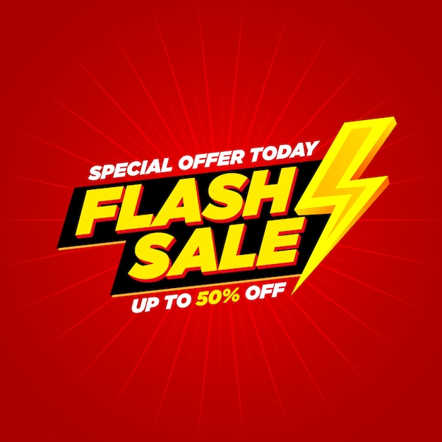 Flash sale banner lightning   text and background