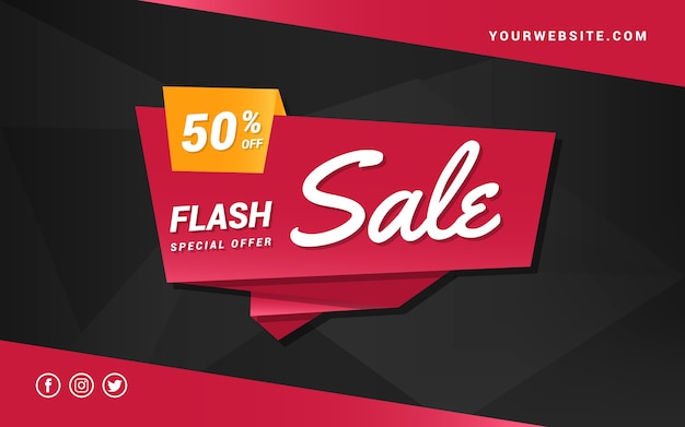 Flash sale banner in origami style