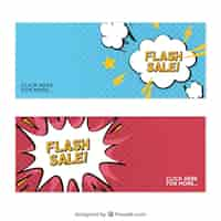 Free vector flash sale banners in comic style