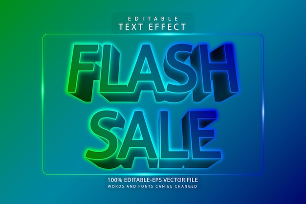 Flash sale editable text effect 3 dimension neon style