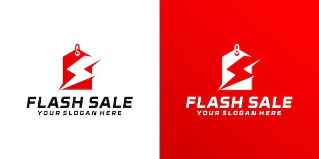 Flash sale logo design, price tag and flash logo design