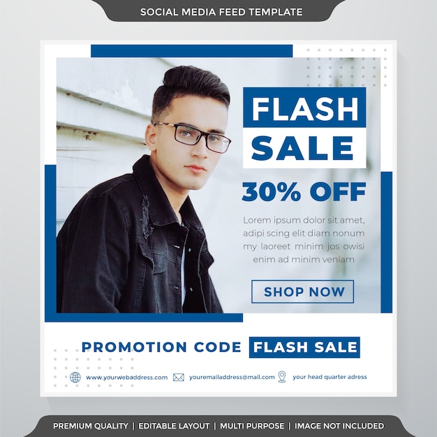 Flash sale social media ads template clea style