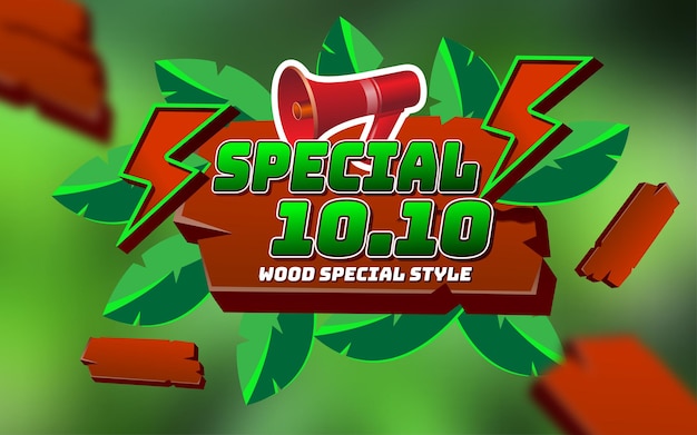 Flash sale special 1010 text effect with wood style